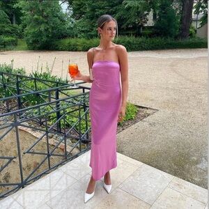 Zara Satin Strapless Dress